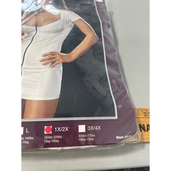 Dreamgirl Head Nurse Costume 1X/2X White Blue Zipper Dress Halloween Outfit NEW - Picture 6 of 6